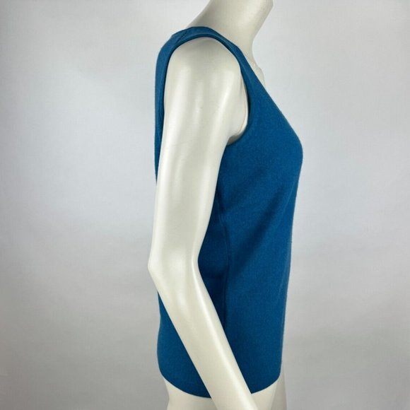Neiman Marcus Cashmere‎ Tank Top Women M EUC Sleeveless Stretch Scoop Neck Blue - Picture 5 of 9
